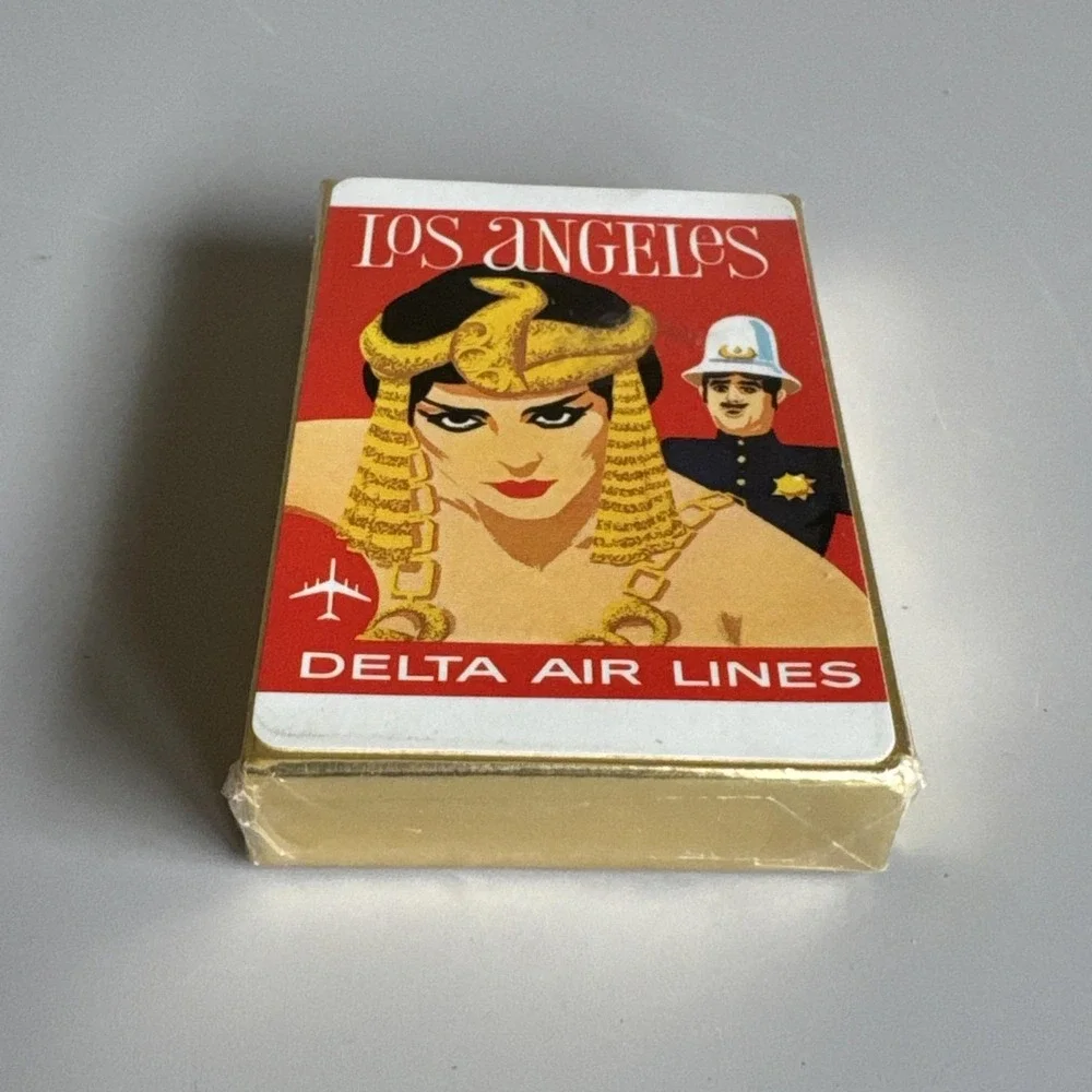 1970s Vintage Sealed Delta Air Lines Los Angeles Royal Jet Playing Cards